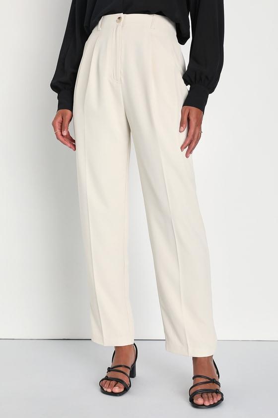 Sophisticated Company Ivory Straight Leg Trouser Pants Product Image