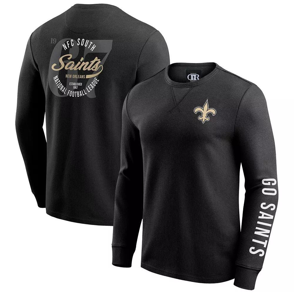 Men's Darius Rucker Collection by Fanatics Black Las Vegas Raiders Washed Waffle-Knit Long Sleeve T-Shirt, Size: Medium, Lvr Black Product Image