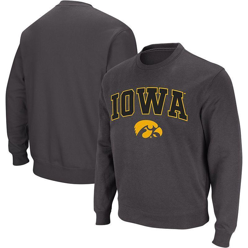 Men's Colosseum Charcoal Iowa Hawkeyes Arch & Logo Crew Neck Sweatshirt, Size: Large Product Image
