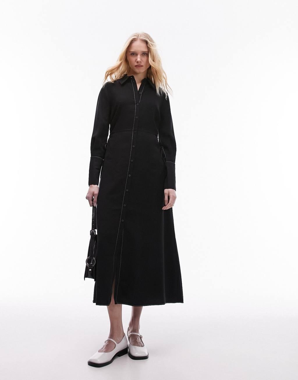 Topshop ruch side midi shirt dress Product Image