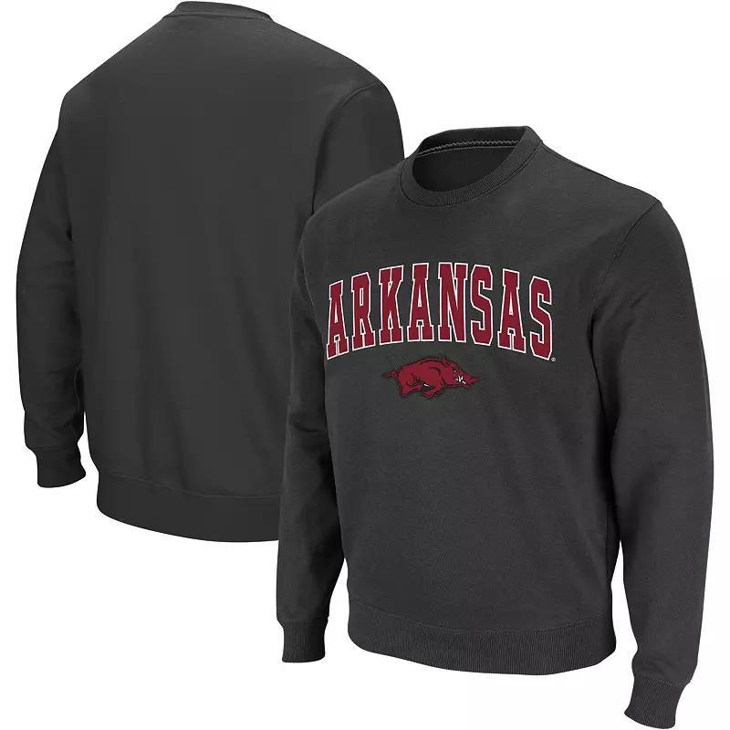 Men's Colosseum Charcoal Arkansas Razorbacks Arch & Logo Crew Neck Sweatshirt, Size: Large Product Image