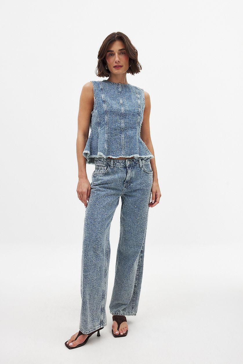 Structured Detail Denim Top Product Image