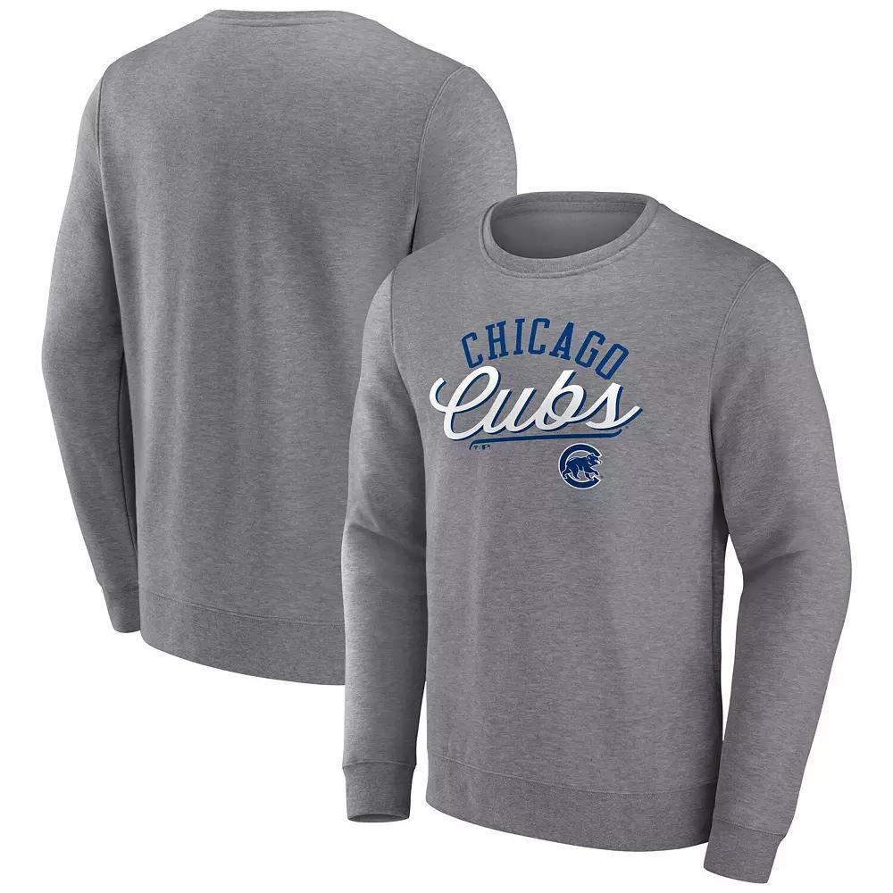 Men's Fanatics Branded Heather Gray Chicago Cubs Simplicity Pullover Sweatshirt, Size: 3XL, Grey Product Image