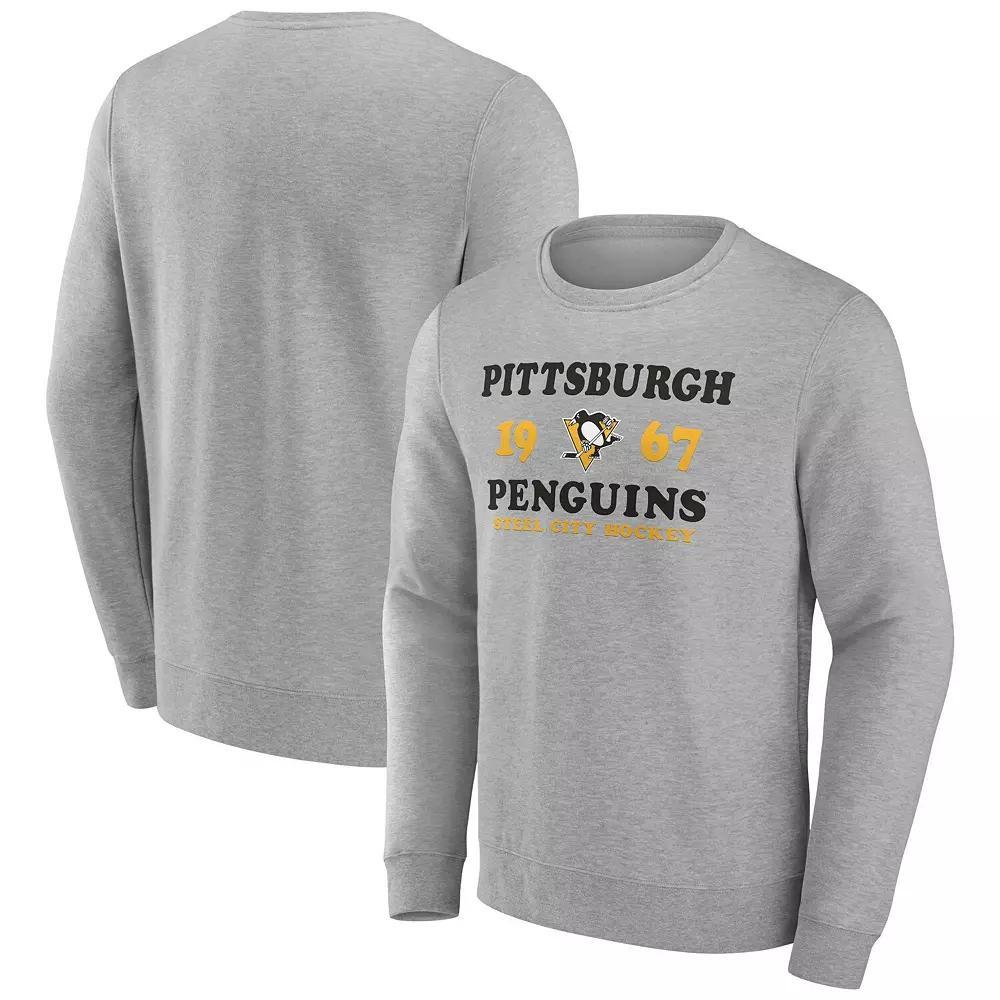Men's Fanatics Branded Heather Charcoal Pittsburgh Penguins Fierce Competitor Pullover Sweatshirt, Size: 3XL Product Image