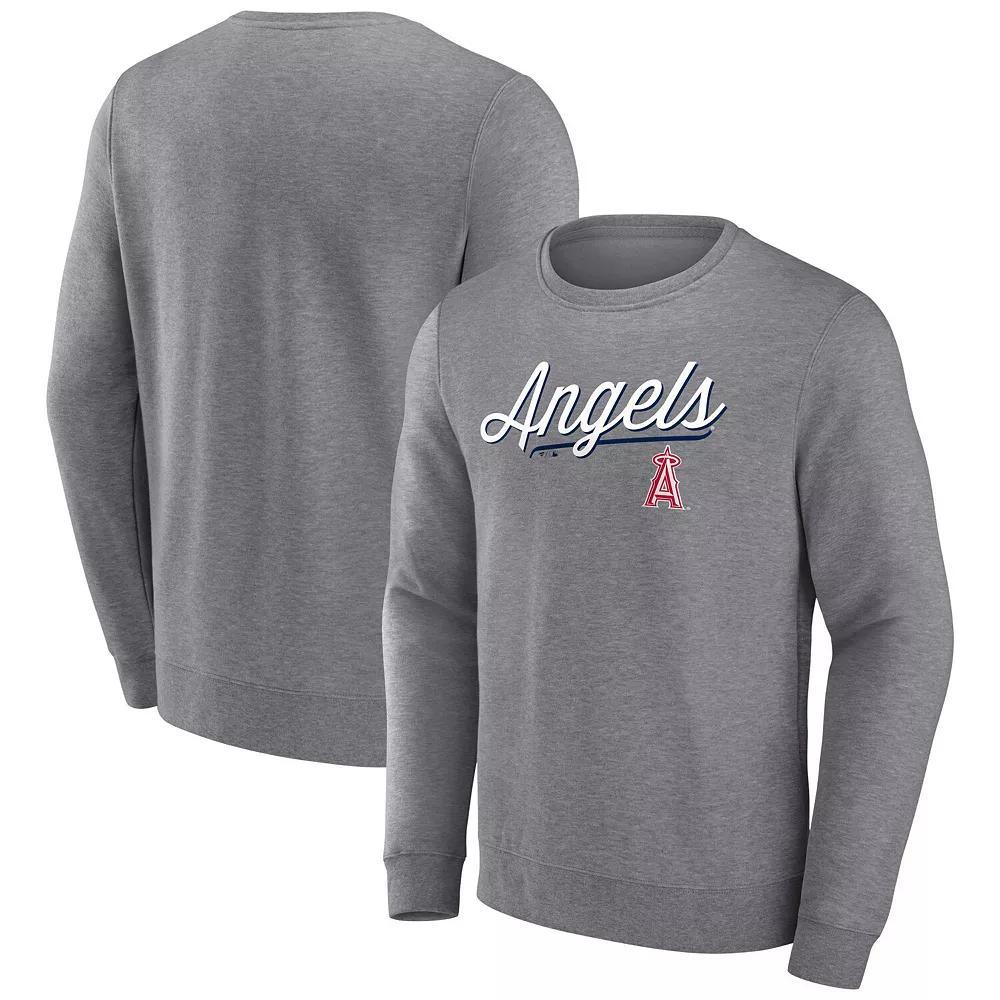Men's Fanatics Branded Heather Gray Los Angeles Angels Simplicity Pullover Sweatshirt, Size: 4XL, Grey Product Image