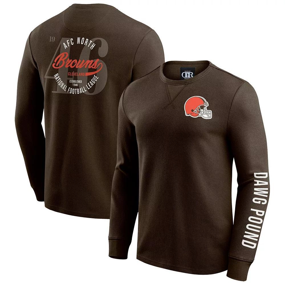 Men's Darius Rucker Collection by Fanatics Brown Cleveland Browns Washed Waffle-Knit Long Sleeve T-Shirt, Size: 2XL Product Image