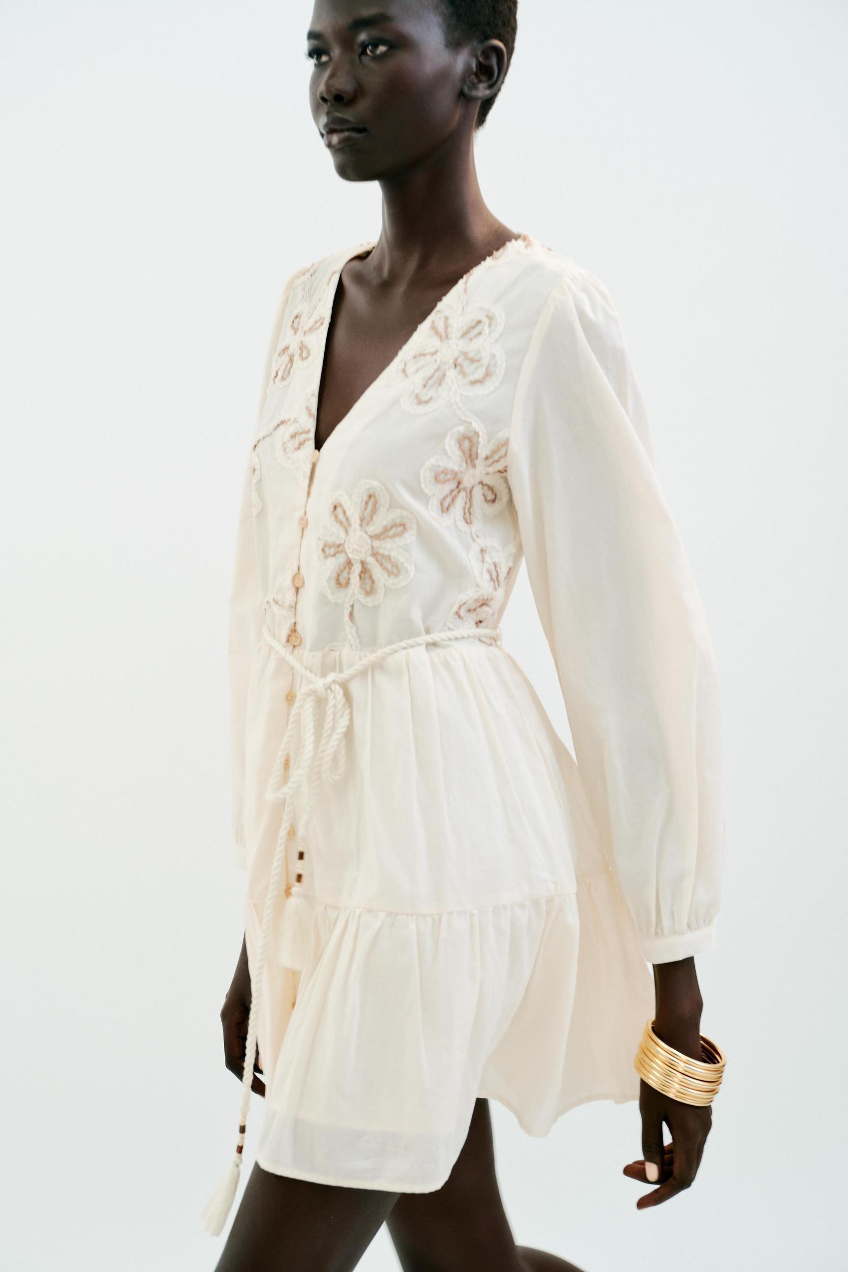 EMBROIDERED TEXTURED DRESS Product Image