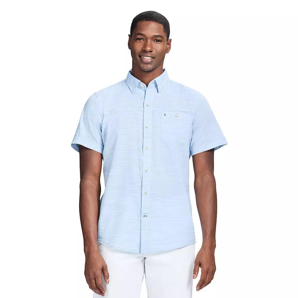 Men's IZOD Dockside Short Sleeve Chambray, Size: Medium, Blue Revival Solid Product Image