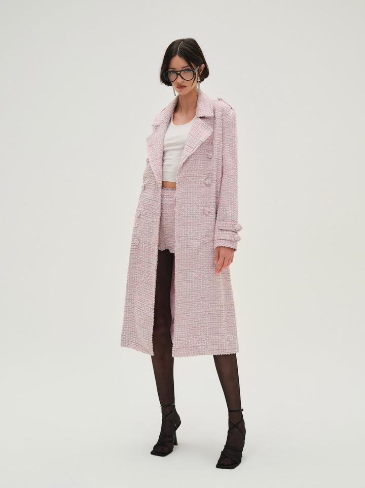 Strawberry Cream Tweed Coat — Pink Product Image