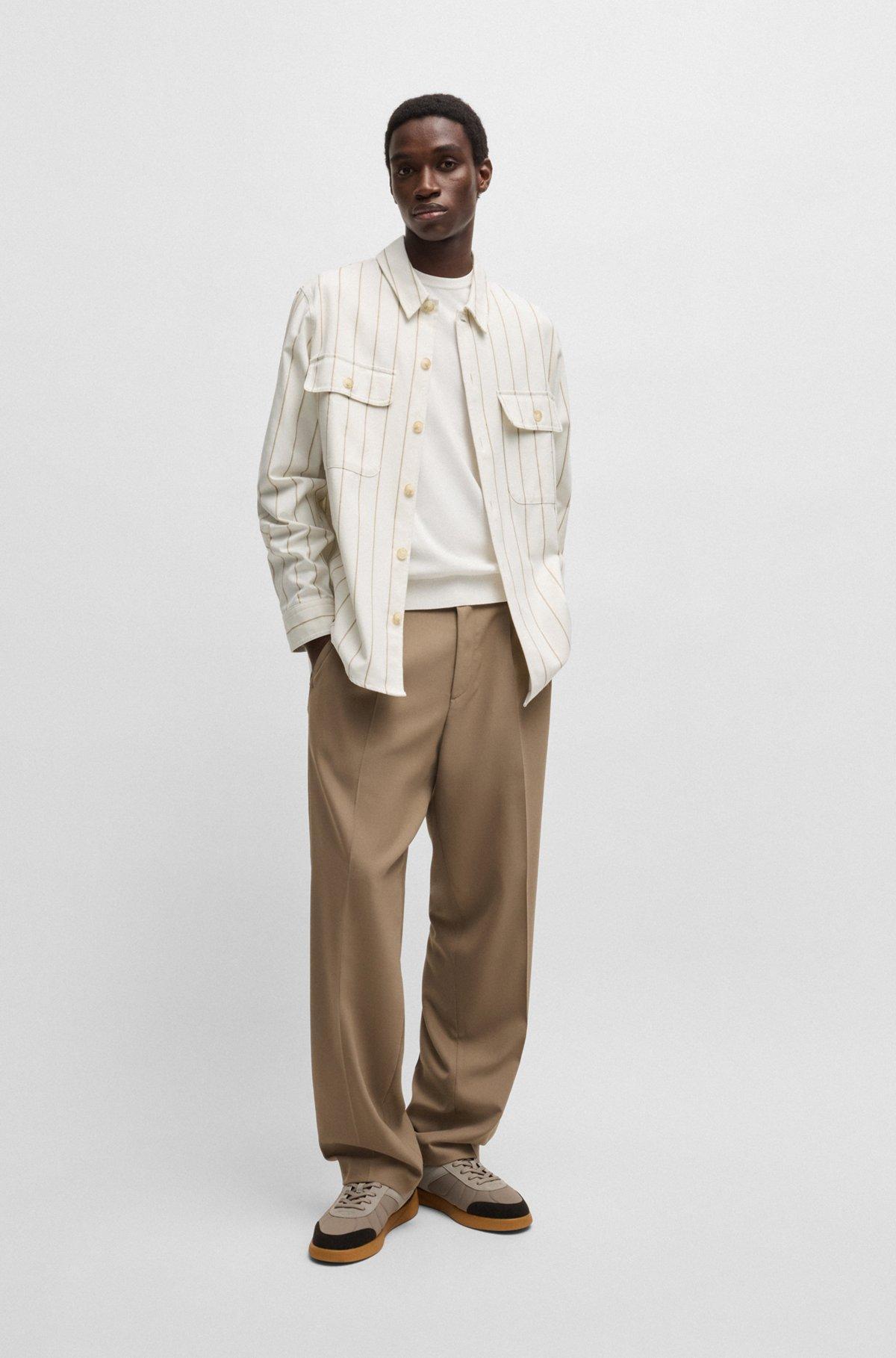 Oversize-fit overshirt in striped Oxford cotton Product Image