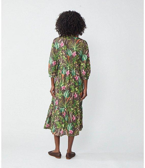 J.McLaughlin Tybee Floral Print Point Collar 3/4 Sleeve Dress Product Image
