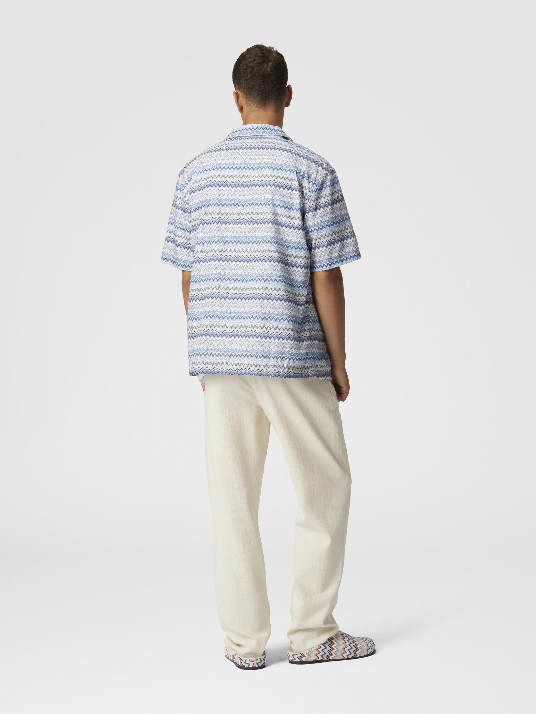 Zig zag cotton poplin bowling shirt with breast pocket Product Image