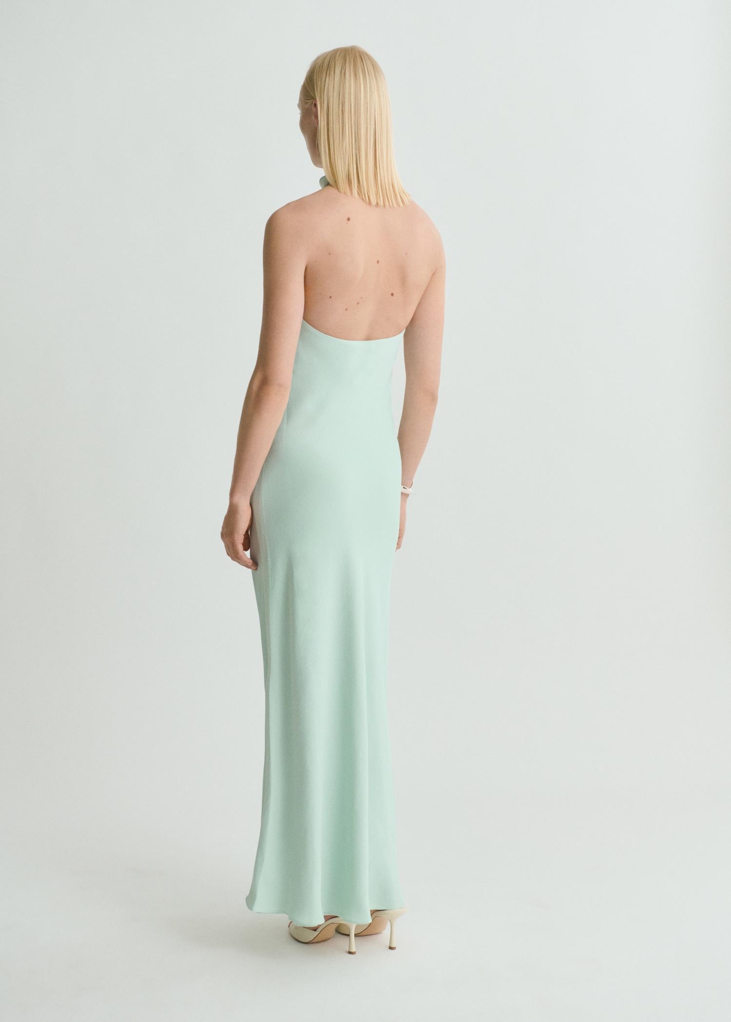 Satin halter neck dress - Women | MANGO USA Product Image