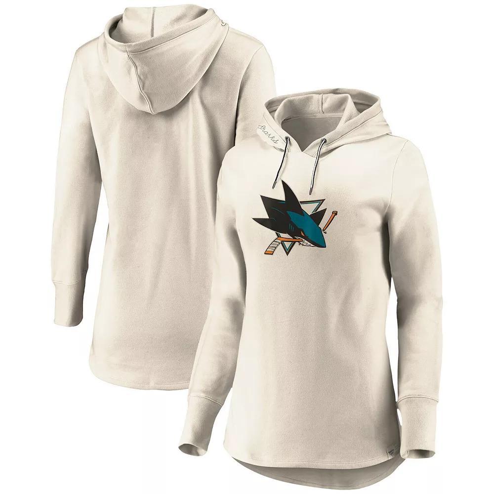 Womens Fanatics Branded Oatmeal San Jose Sharks True Classics Signature Fleece Pullover Hoodie Product Image