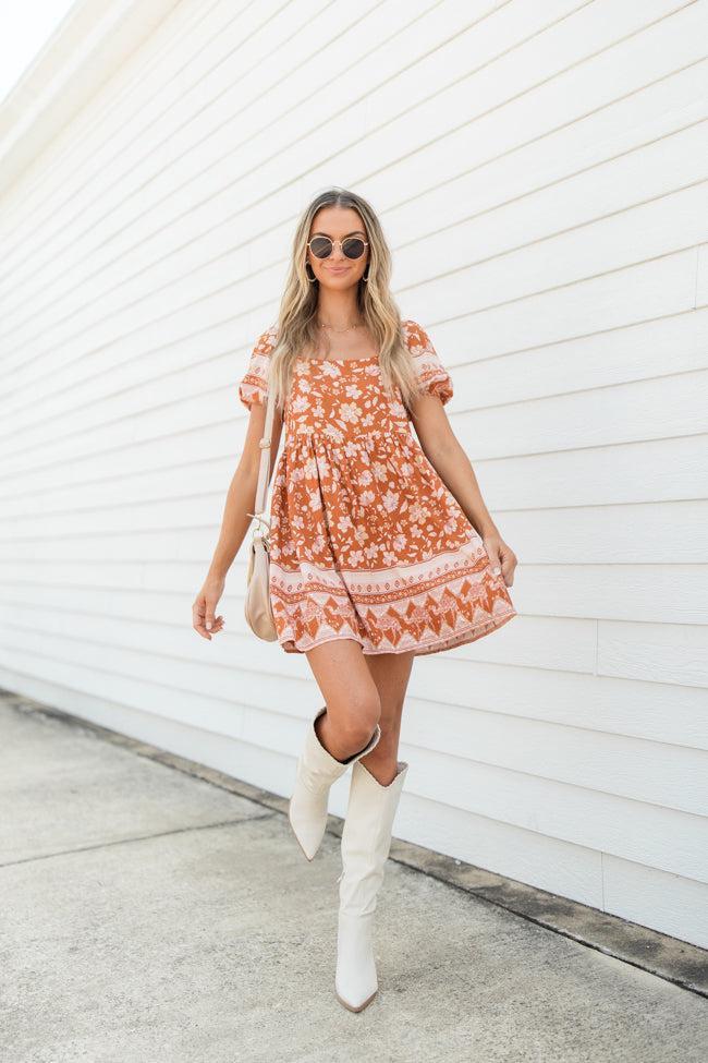 Over The Edge Border Print Square Neck Dress Product Image