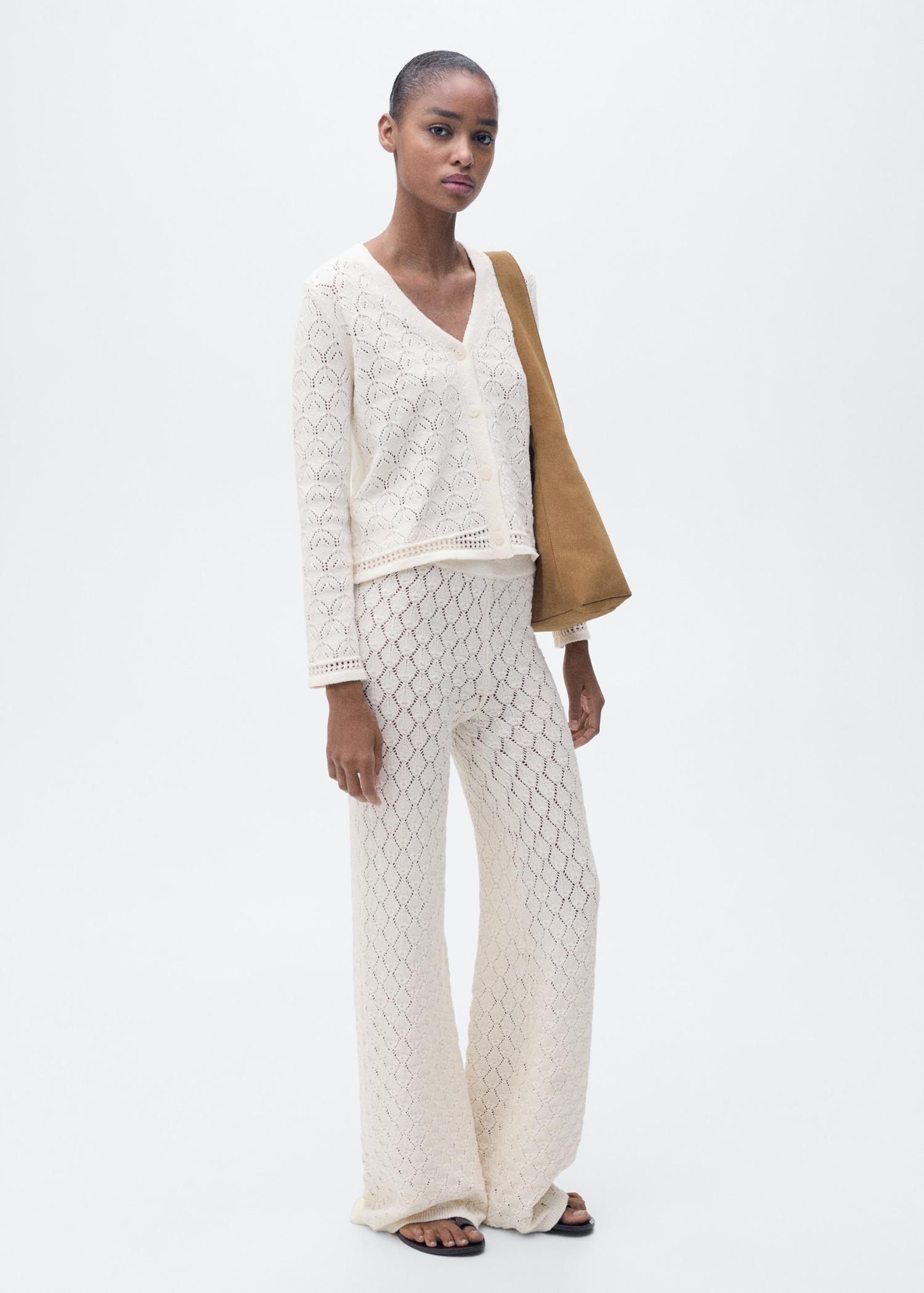 Openwork detail knit cardigan - Women | MANGO USA Product Image