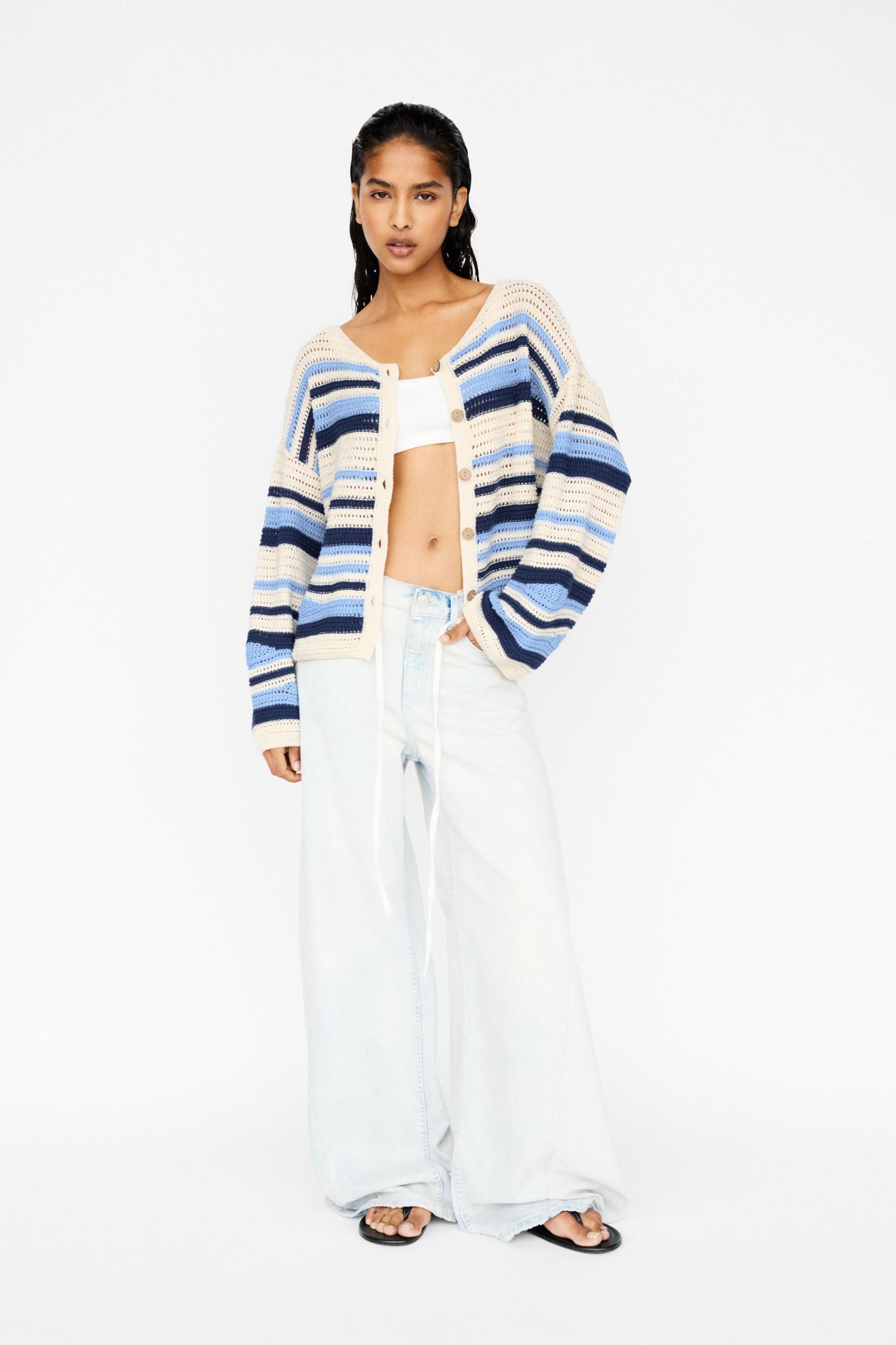 Striped crochet cardigan Product Image