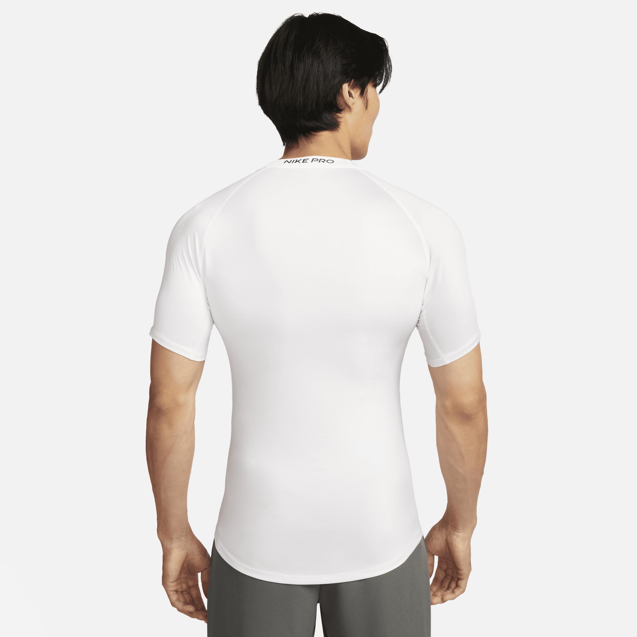 Nike Men's Pro Dri-FIT Tight Short-Sleeve Fitness Top in White/White Size XL Polyester/Spandex/Knit Product Image