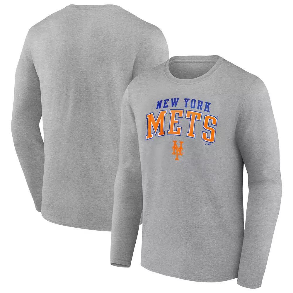 Men's Fanatics Heather Gray New York Mets Iconic Logo Long Sleeve T-Shirt, Size: 5XL, Grey Product Image