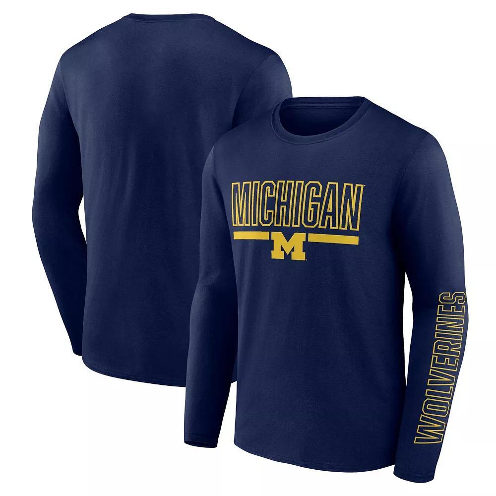 Men's Profile Navy Michigan Wolverines Big & Tall Two-Hit Graphic Long Sleeve T-Shirt, Size: 4XLT, Blue Product Image