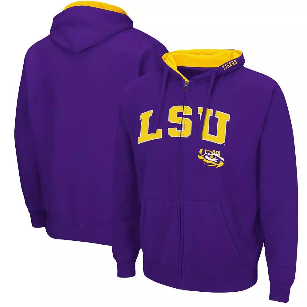 Men's Colosseum Purple Clemson Tigers Arch & Logo 3.0 Full-Zip Hoodie, Size: Medium Product Image