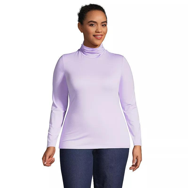 Plus Size Lands' End Lightweight Fitted Long Sleeve Turtleneck, Women's, Size: 1XL, Black Product Image