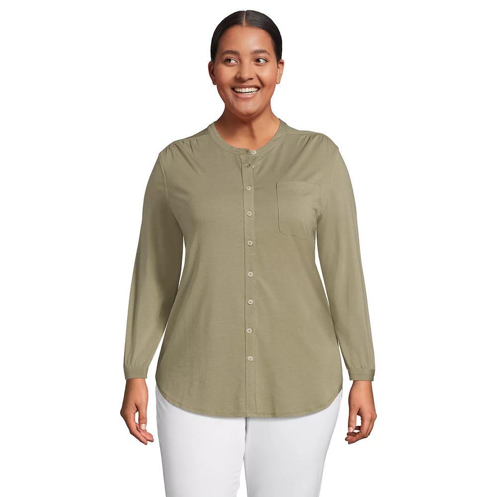 Plus Size Lands' End Long Sleeve Jersey A-line Tunic, Women's, Size: 2XL, Black Product Image