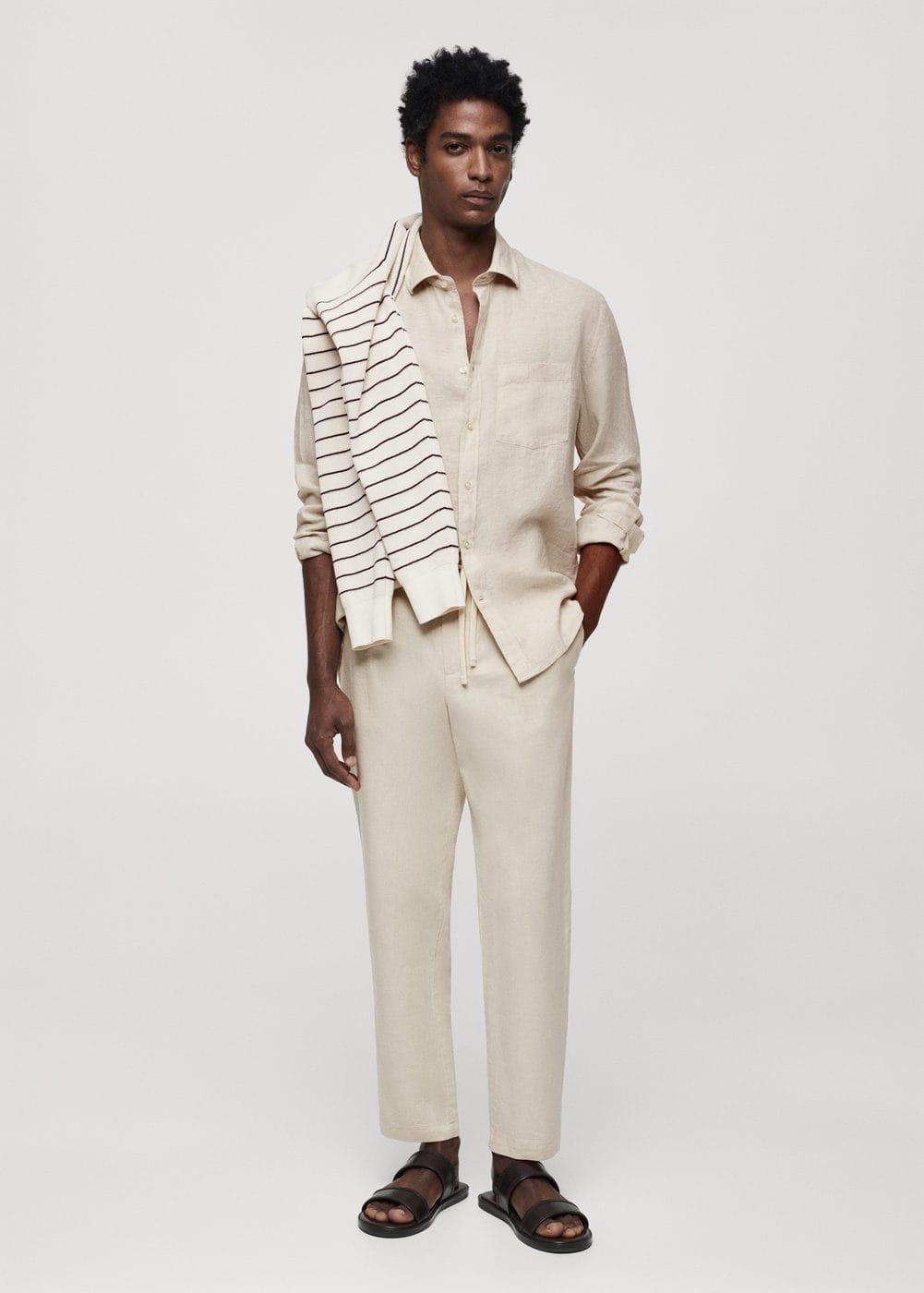 Mango Mens 100% Linen Regular-Fit Shirt Product Image