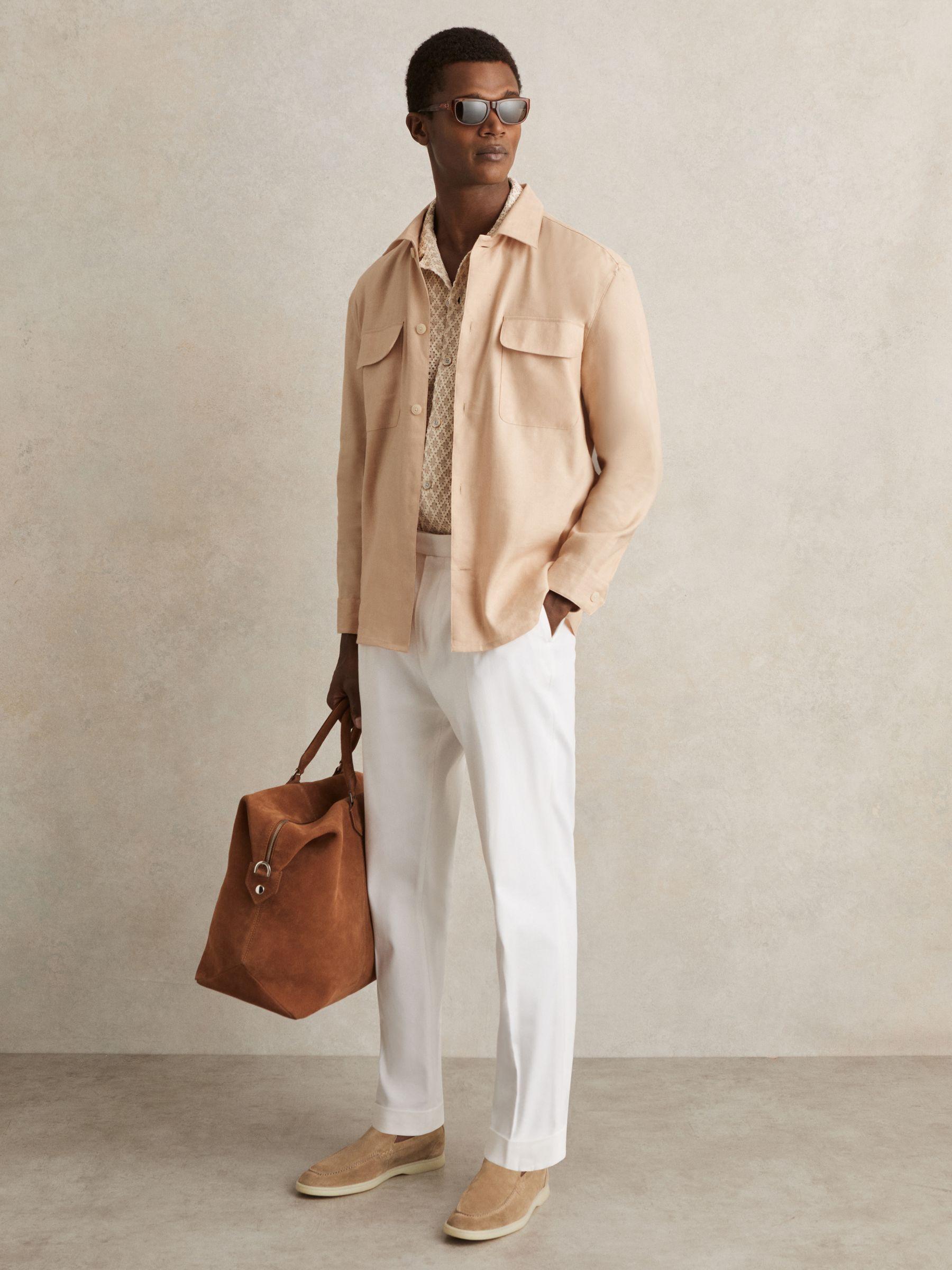 Linen Twin-Pocket Overshirt in Stone Product Image