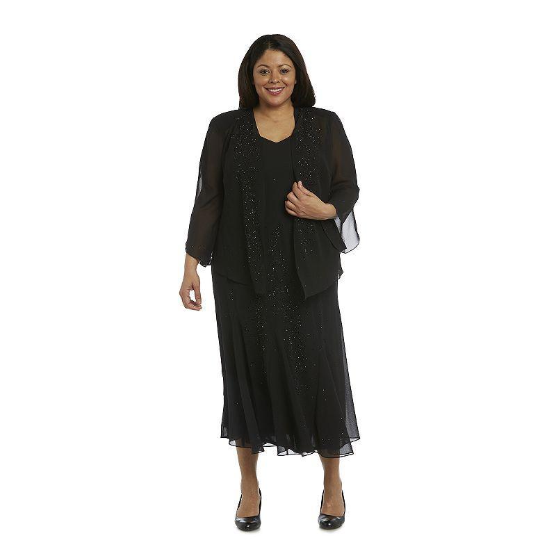 Plus Size R&M Richards Godet Jacket & Dress Set, Womens Product Image