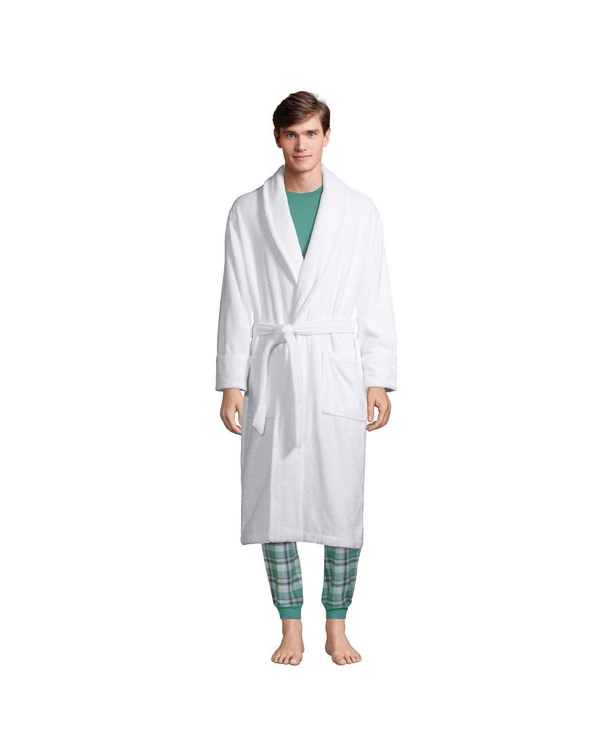 Big & Tall Lands' End Calf-Length Turkish Terry Robe, Men's, Size: Medium Tall, White Product Image