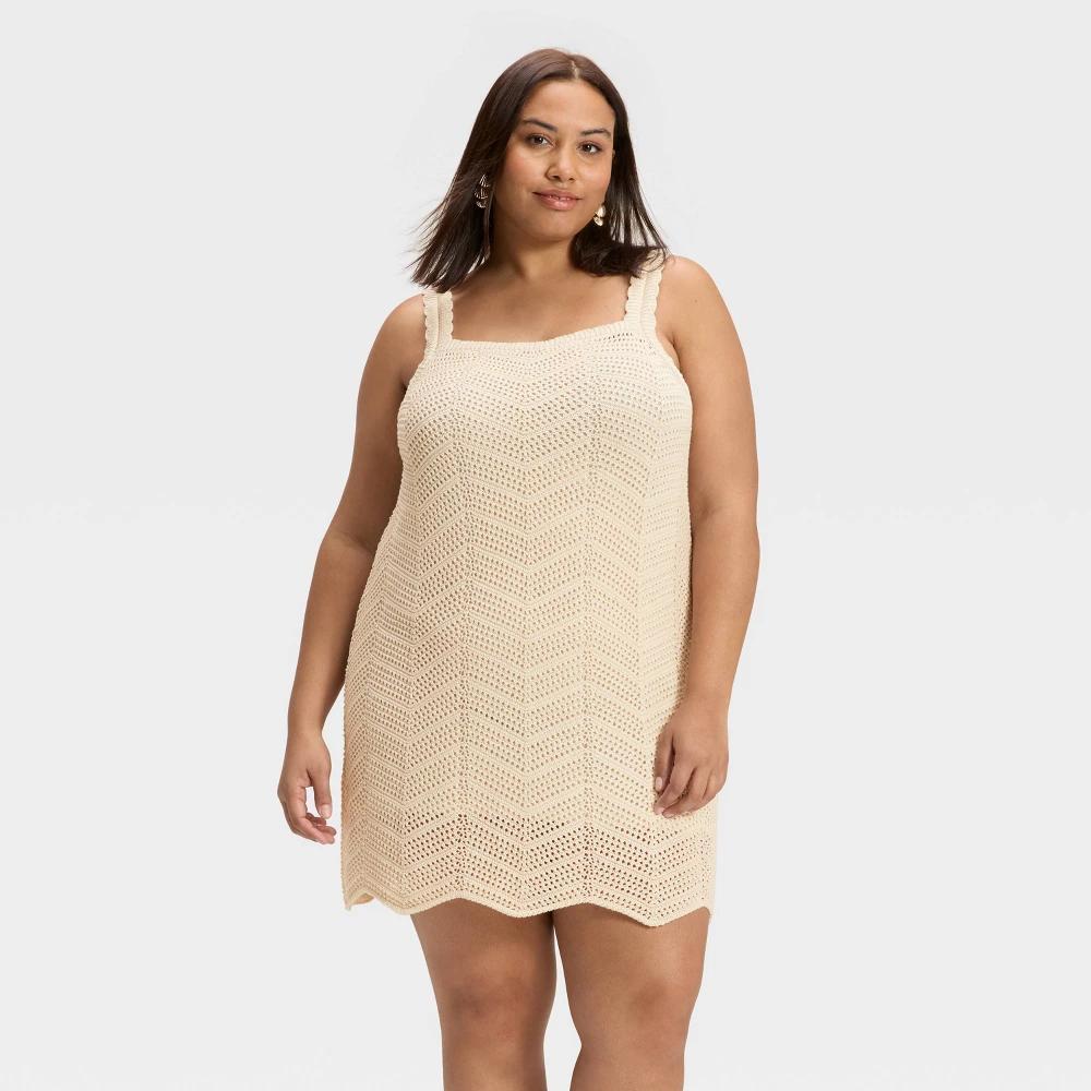 Women's Crochet Mini Shift Dress - A New Day™ Product Image
