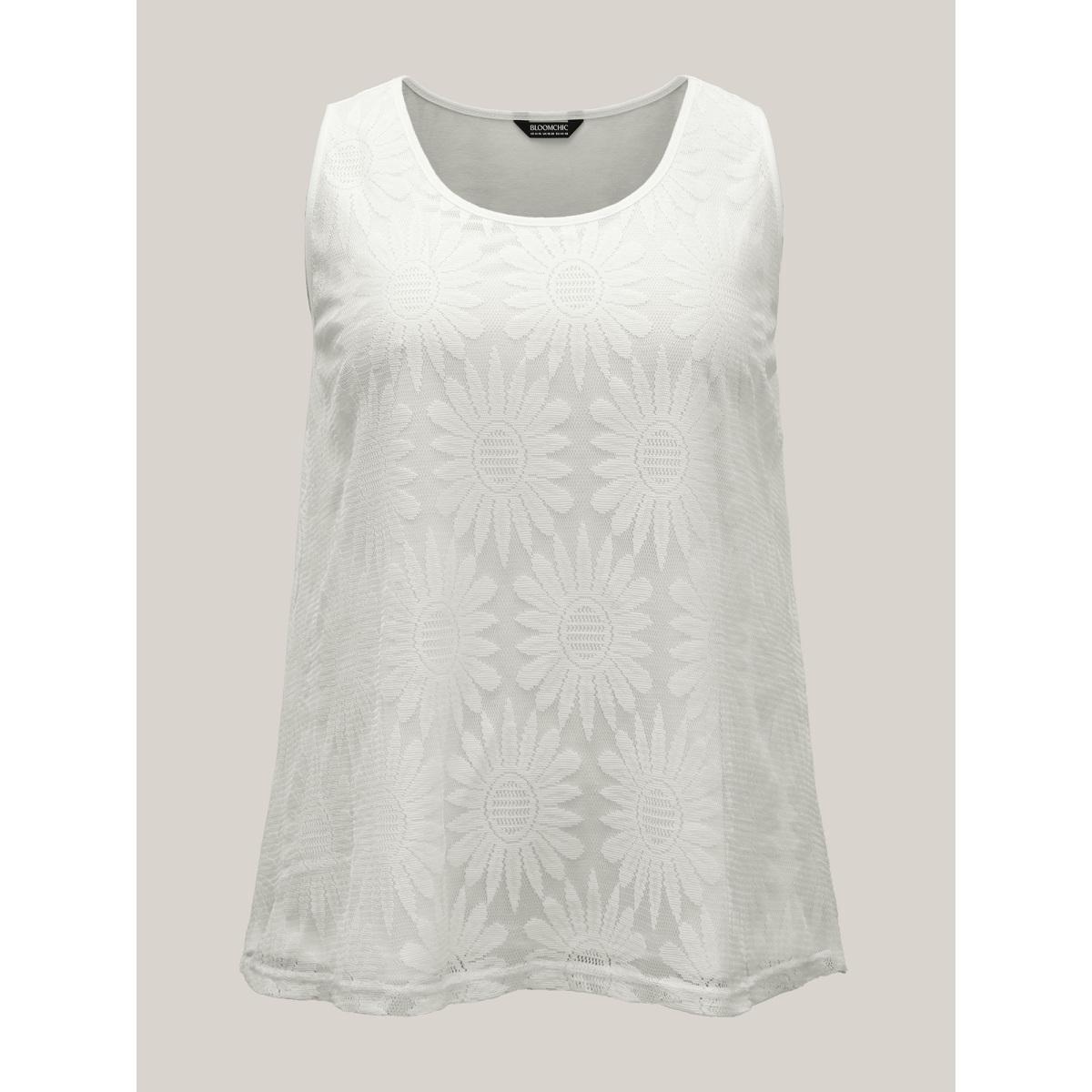 Plus Size Lace Lined Flowy Tank Top Women Originalwhite Resort Non Round Neck Vacation Tank Tops Camis BloomChic 30/6X Product Image