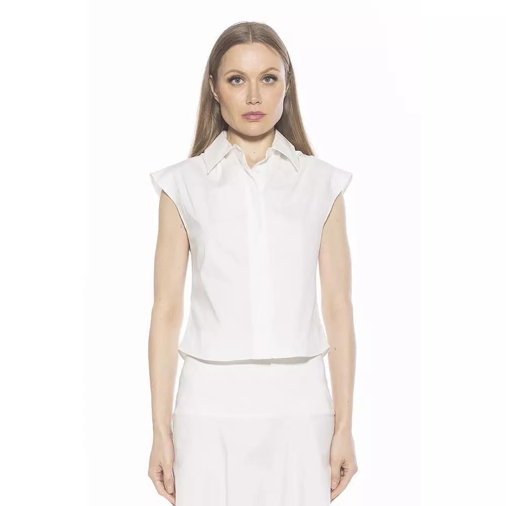 Women's ALEXIA ADMOR Juniper Sleeveless Button Down Cotton Shirt, Size: 2, Ivory Product Image