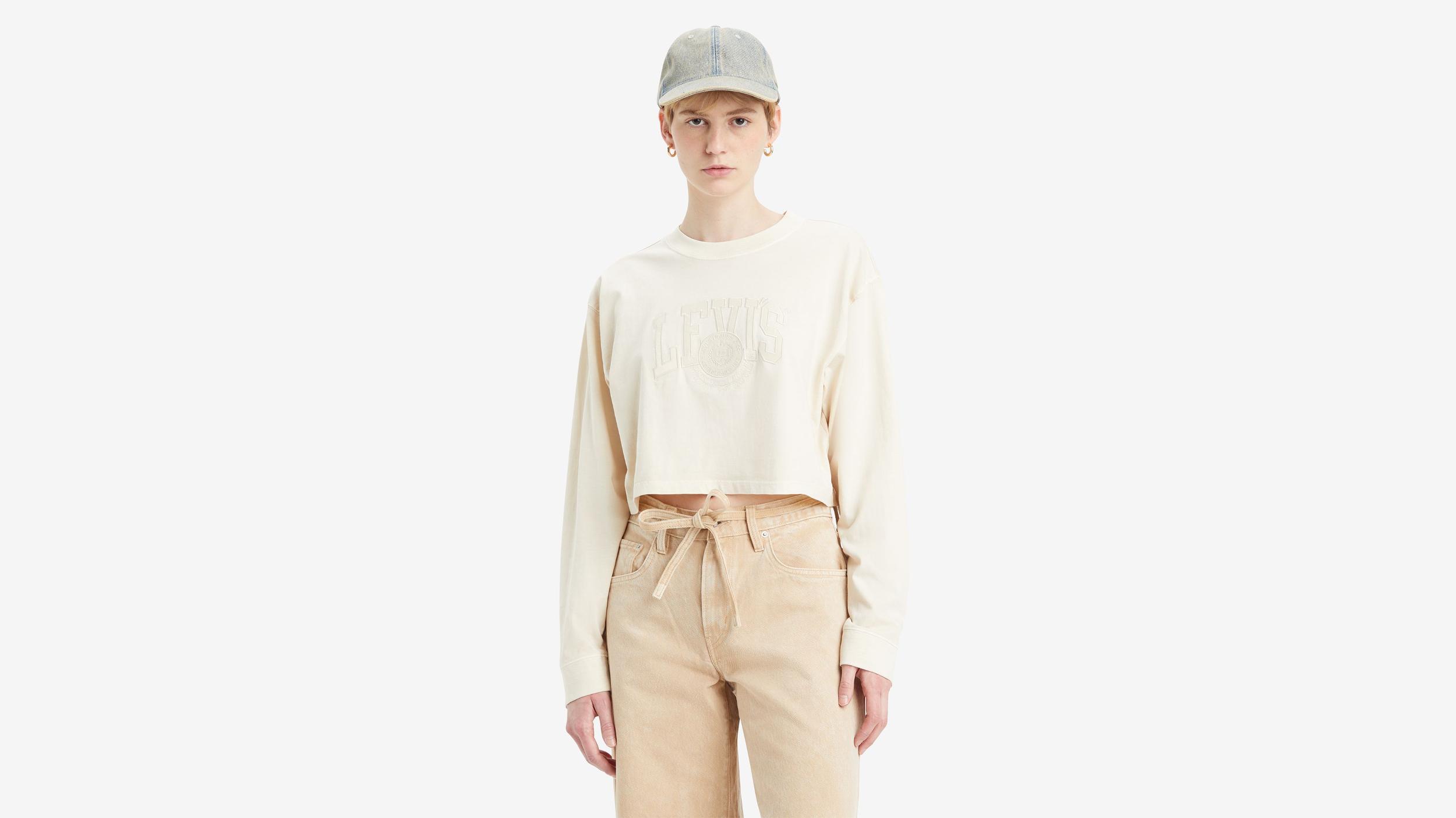 Cropped Long Sleeve Football T-Shirt Product Image