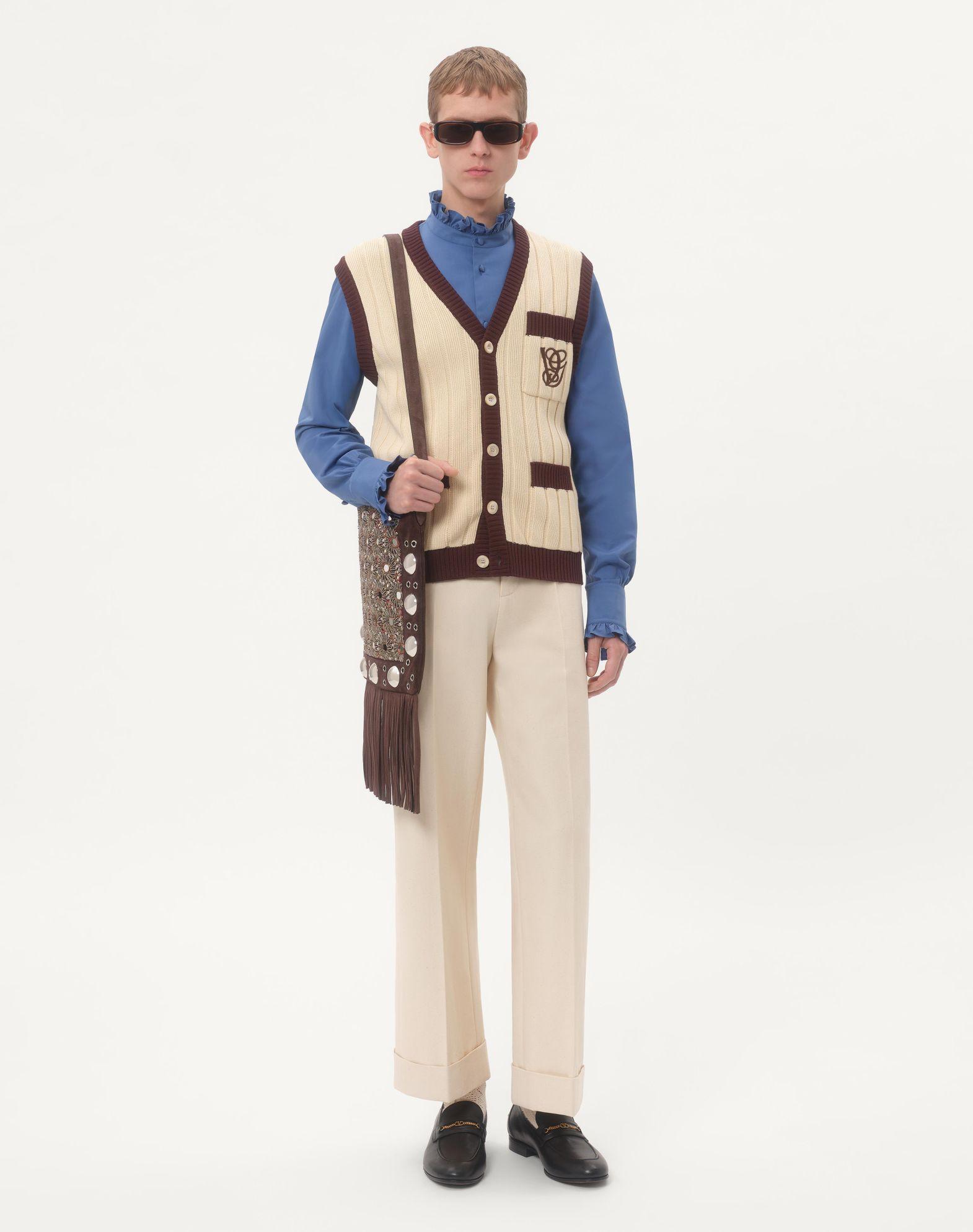 Ribbed Cotton Vest With Vg Embroidery Product Image