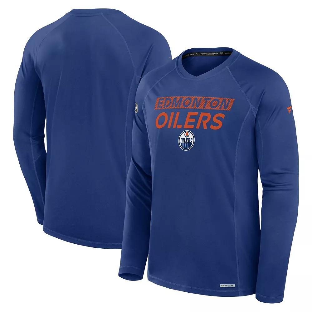 Men's Fanatics Blue Edmonton Oilers Authentic Pro Rink Tech Long Sleeve T-Shirt, Size: Large, Oil Blue Product Image