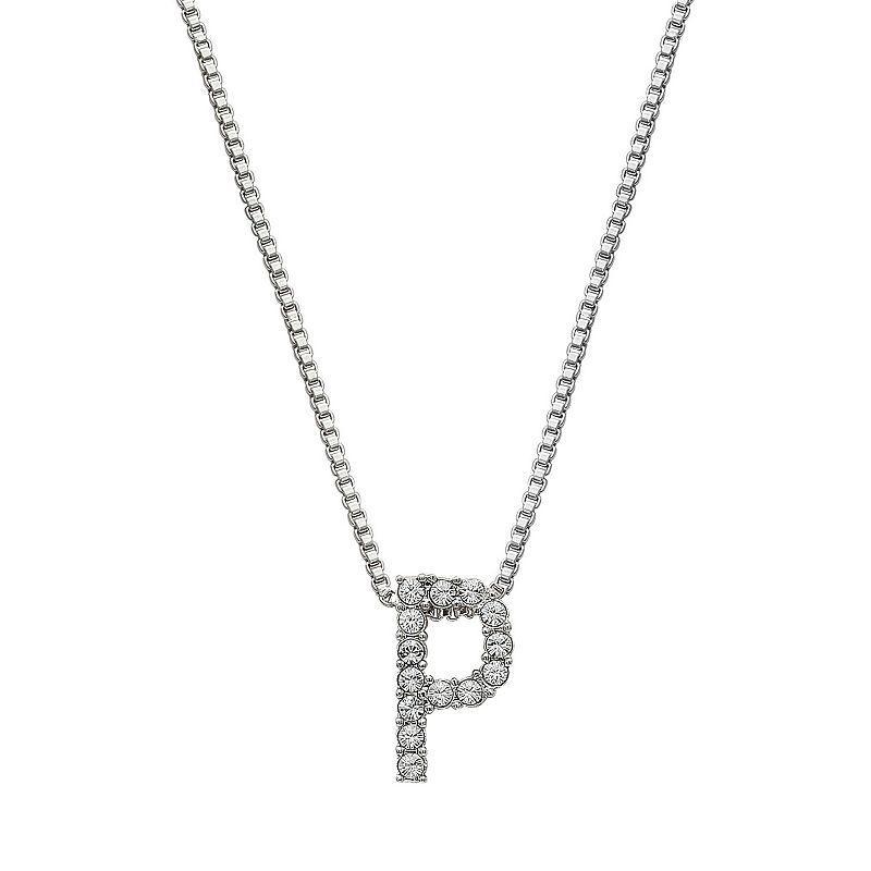 Brilliance Silver Plated Crystal Initial Pendant, Women's, Size: 18", Silver Tone G Product Image
