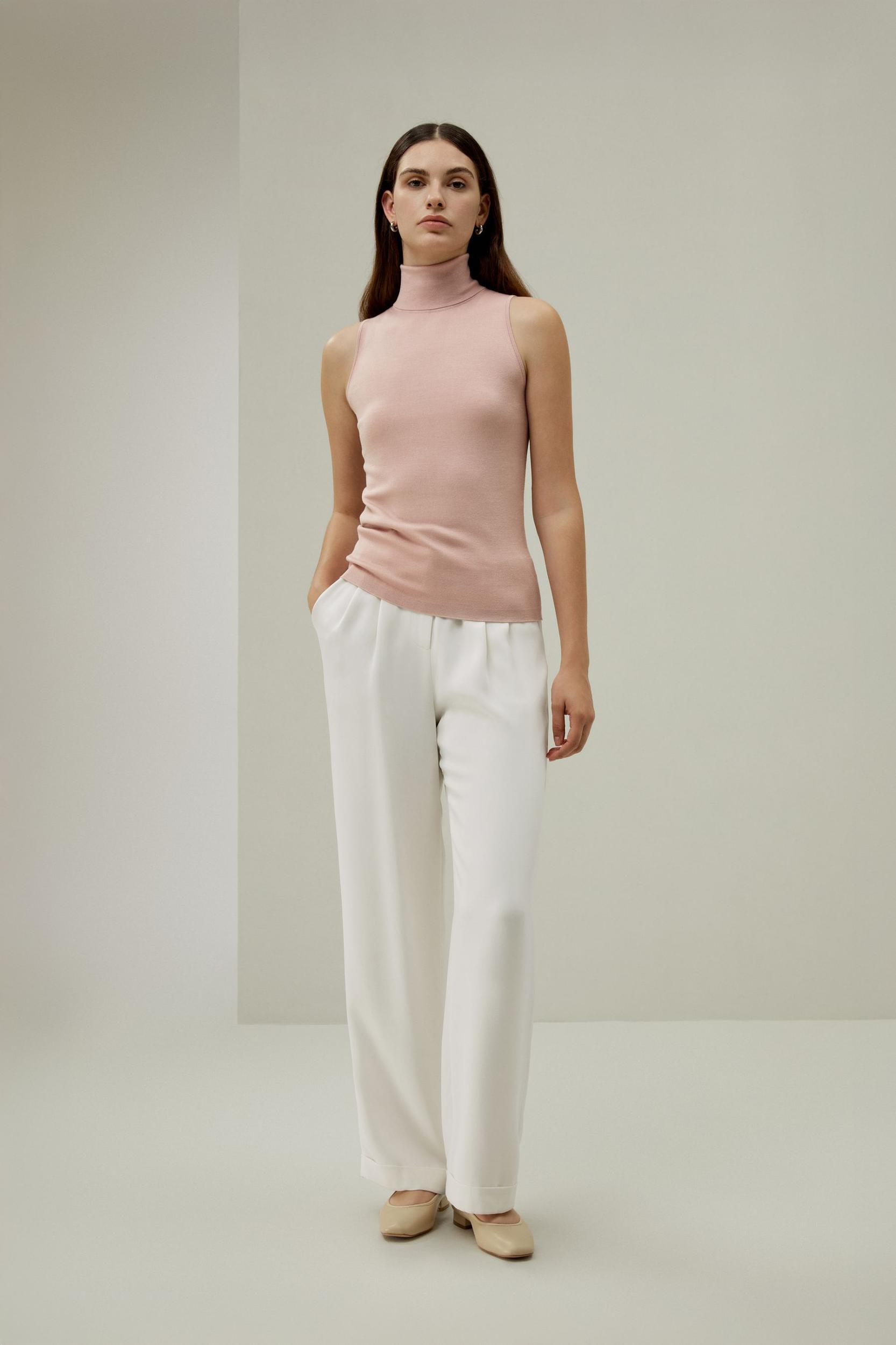 Minimalist Sleeveless Turtleneck Top Product Image