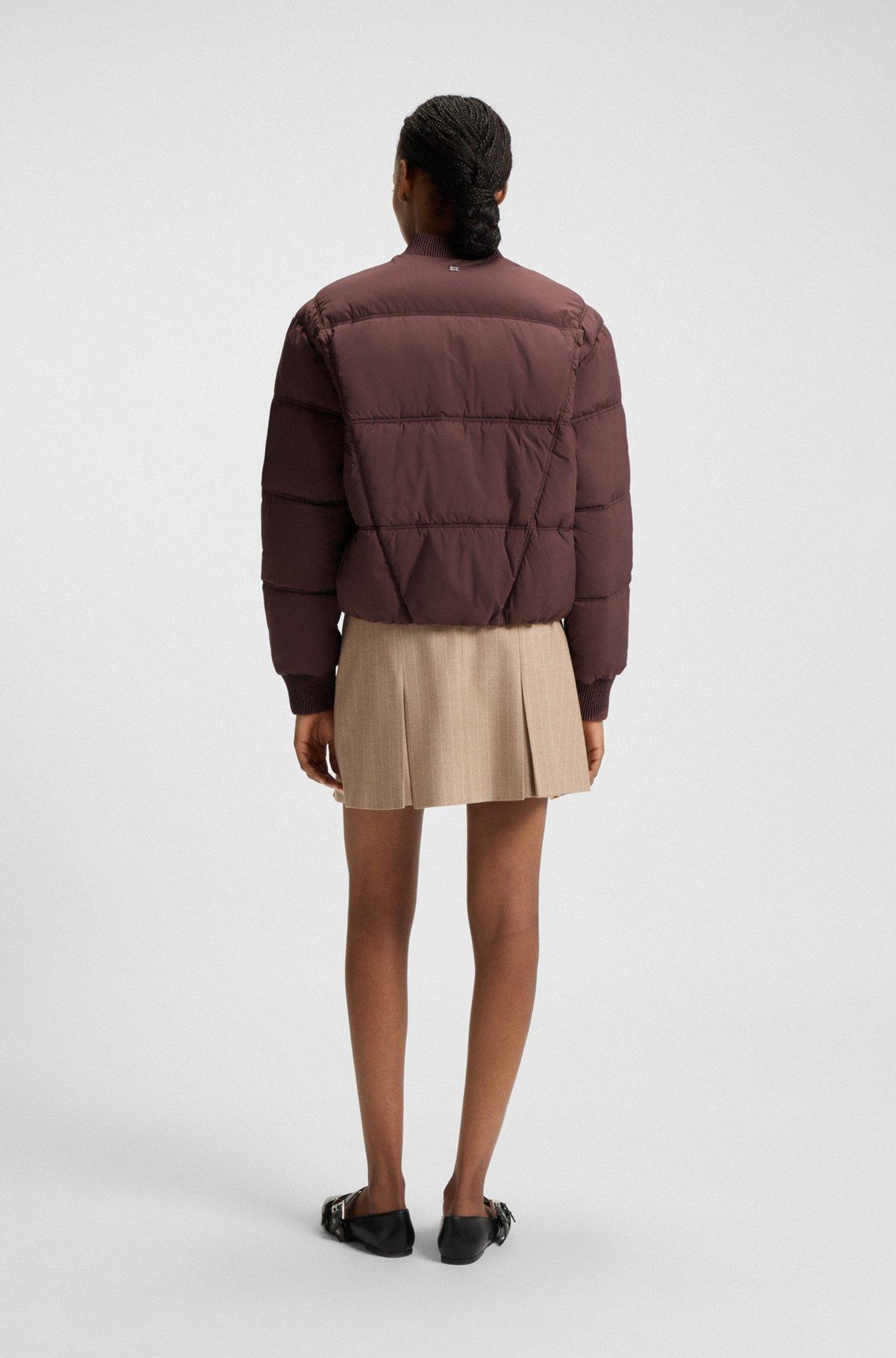 HUGO - Water-repellent puffer jacket in a bomber style - Dark Brown Product Image