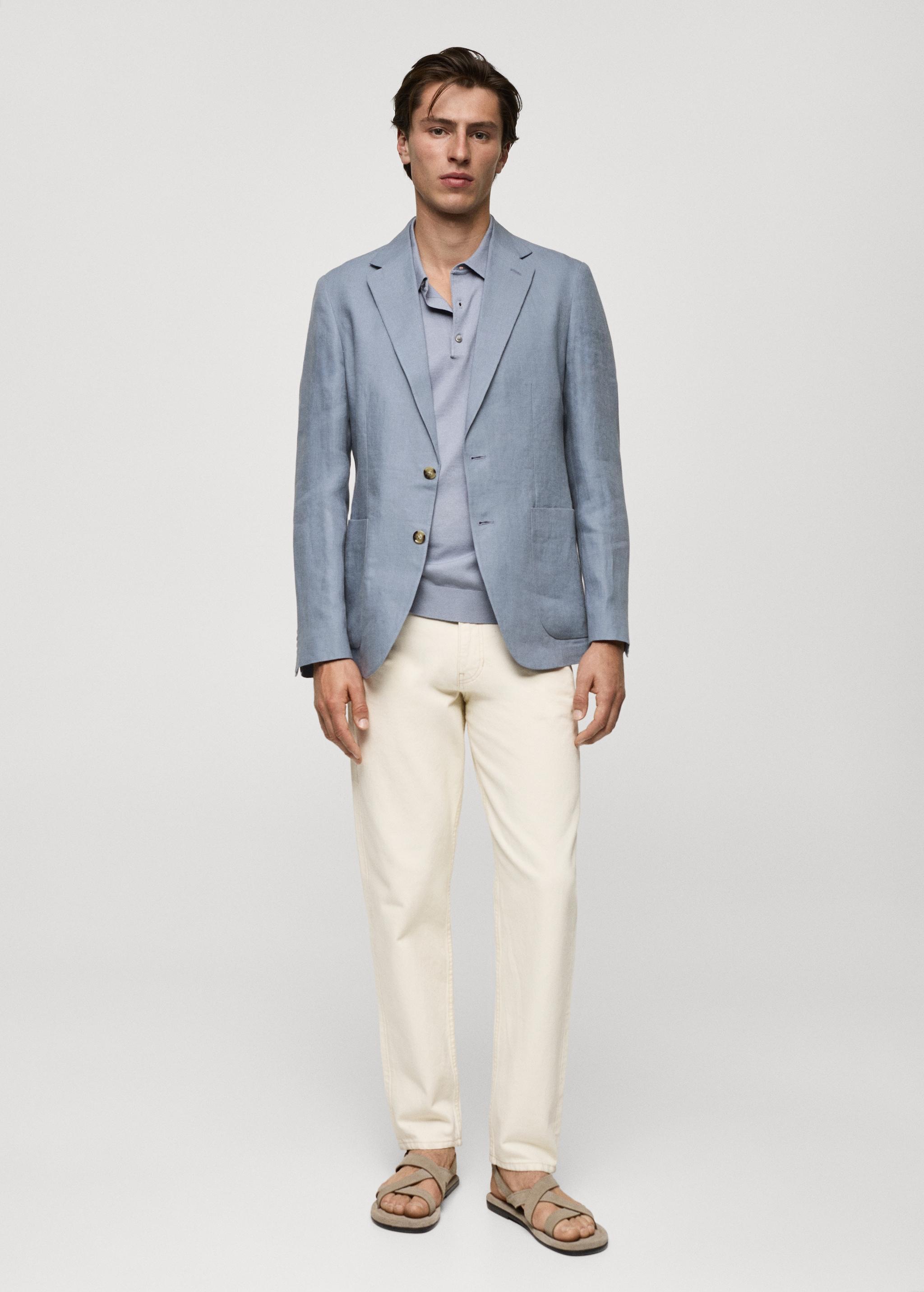 Mango Mens Herringbone Linen Suit Jacket Product Image