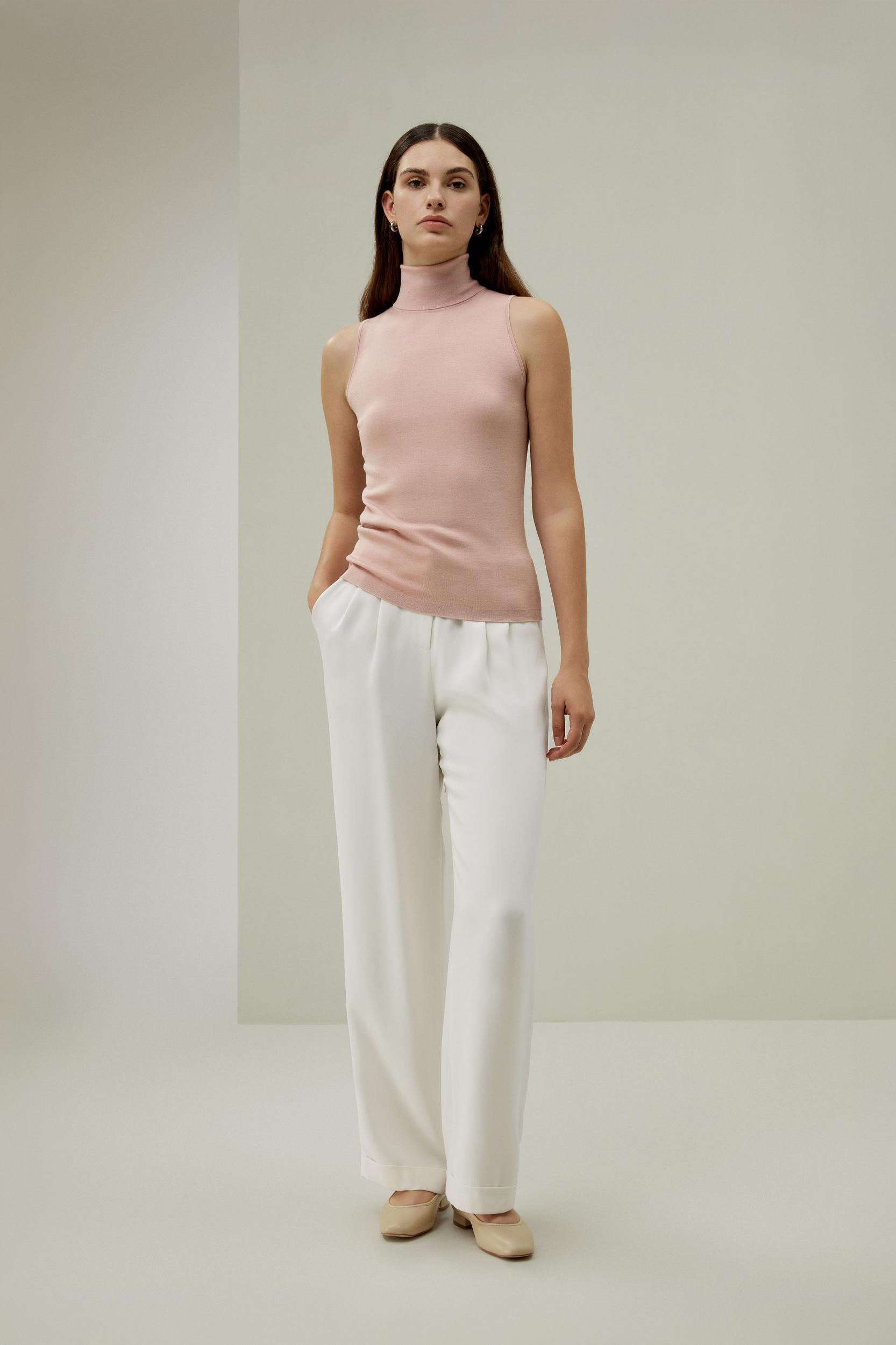 Minimalist Sleeveless Turtleneck Top Product Image