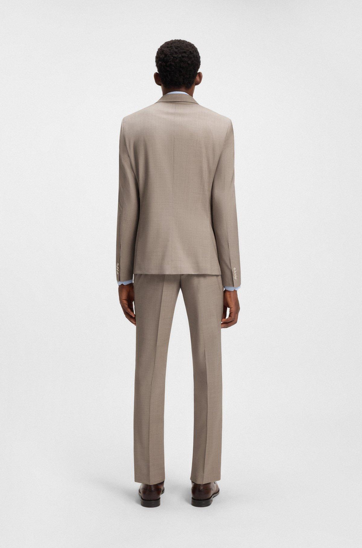 BOSS - Slim-fit three-piece suit in melange wool - Light Beige Product Image