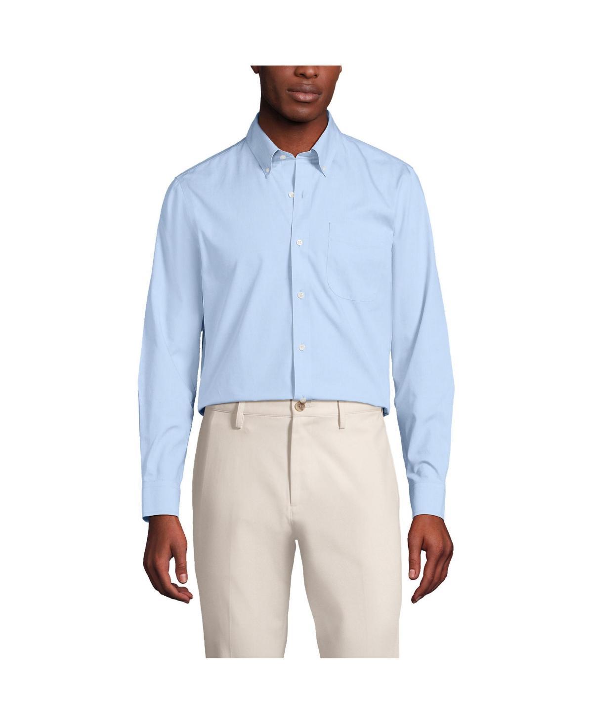Lands End Mens Traditional Fit Solid No Iron Supima Pinpoint Buttondown Collar Dress Shirt Product Image