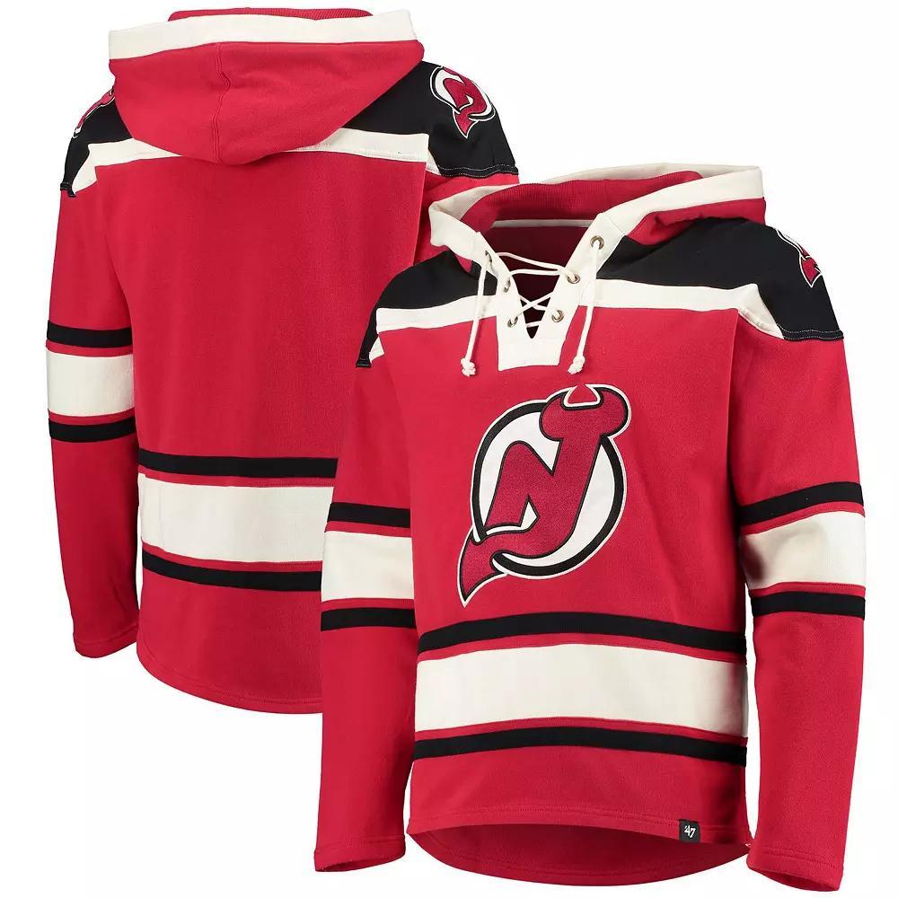 Men's '47 Red New Jersey Devils Superior Lacer Pullover Hoodie, Size: XL, Nhl Red Product Image
