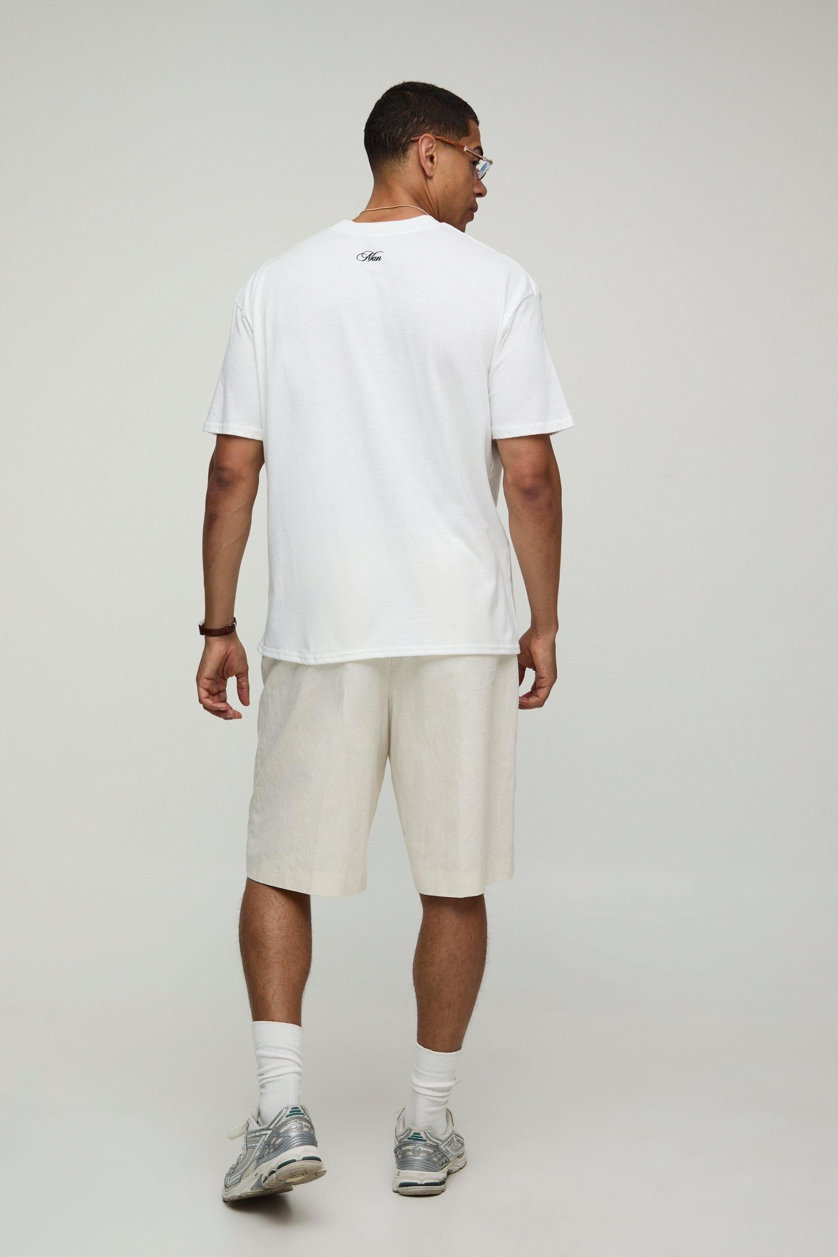White Oversized MAN Club D'Elite Floral Printed T-Shirt | boohooMAN USA Product Image