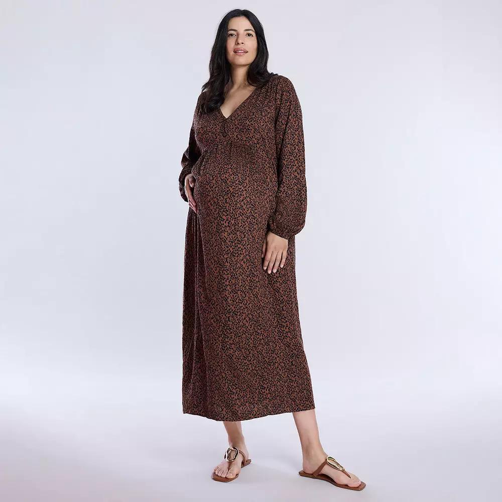 Maternity Motherhood® Button Front Midi Dress, Women's, Size: XL-Mat, Brick Floral Product Image
