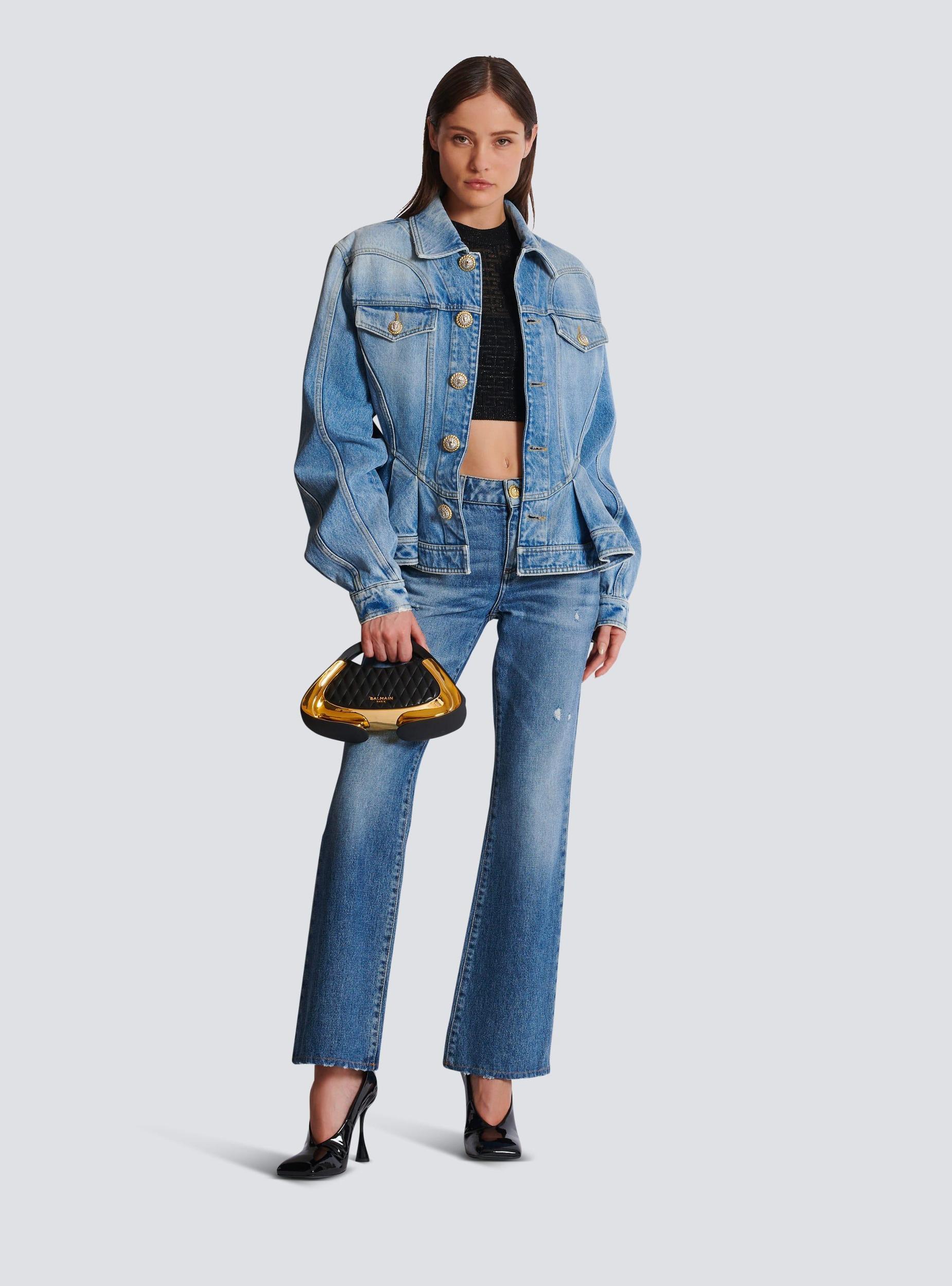 Pleated denim jacket Product Image