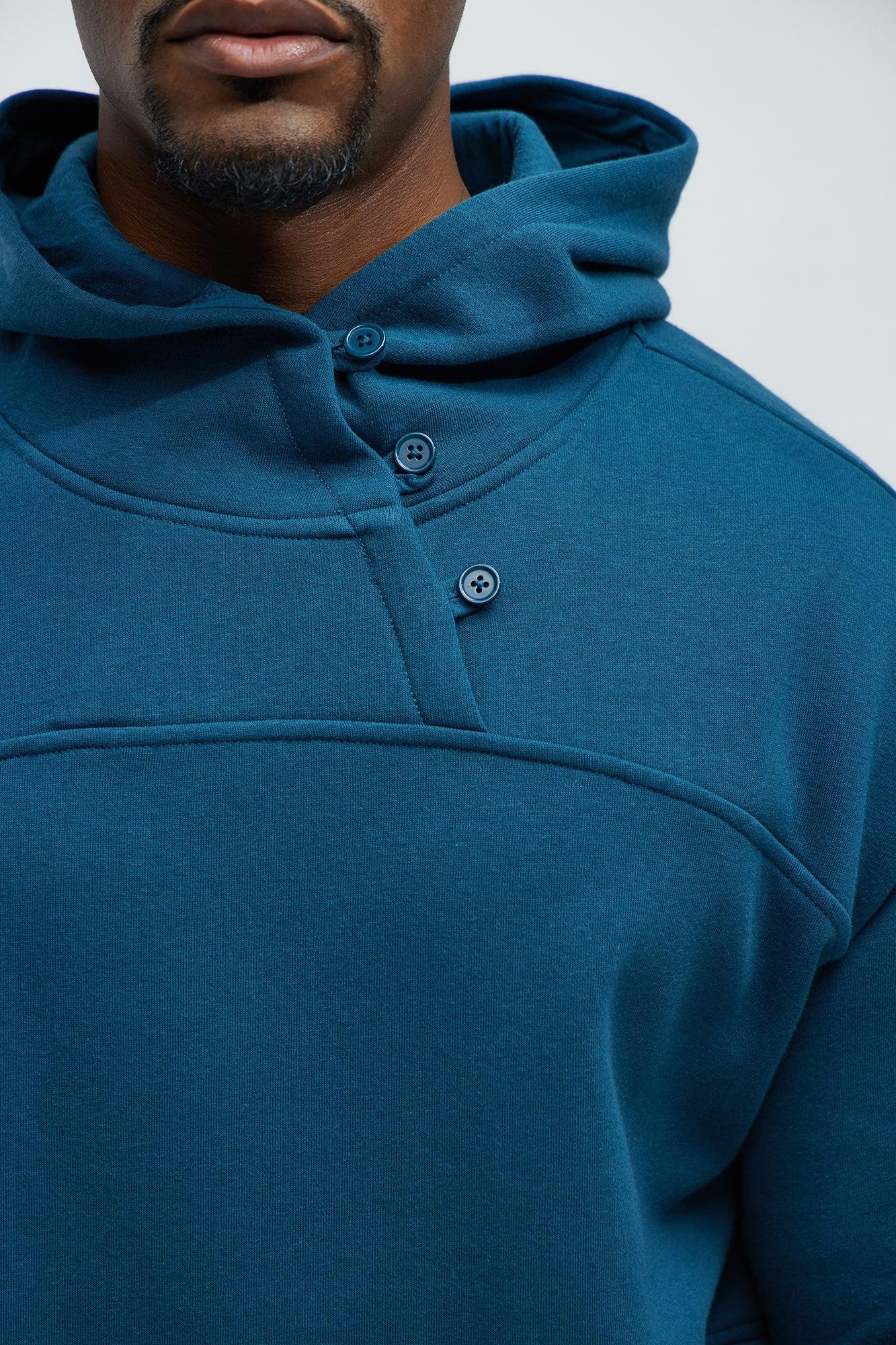 Palmer Asymmetrical Pullover Hoodie - Blue Product Image