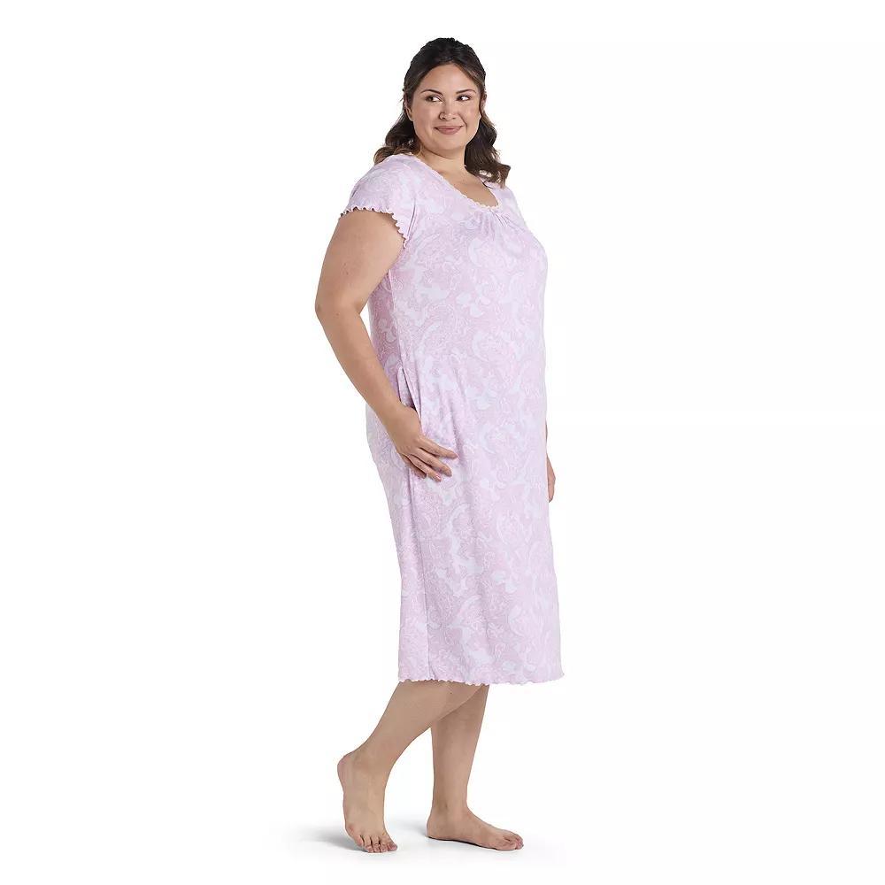Plus Size Miss Elaine Essentials Cottonessa Long Gown, Womens Product Image